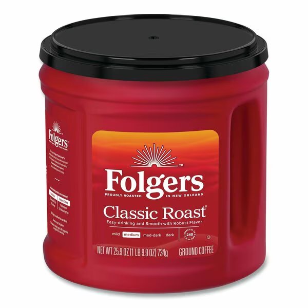 Coffee, Classic Roast, Ground, 30.5 oz Canister, PK6, Folgers, Mfr#: 2550020421CT